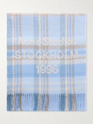 1996 Fringed Checked Wool-Blend Scarf 1996 Fringed Checked Wool-Blend Scarf