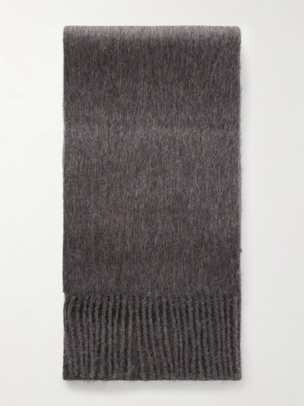 Vinnie Fringed Logo-Embroidered Alpaca and Wool-Blend Scarf