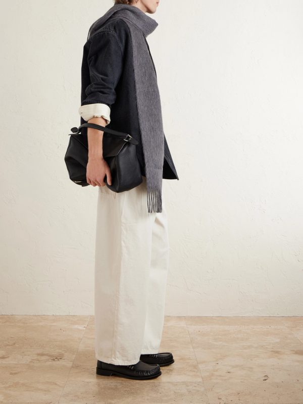 Vinnie Fringed Logo-Embroidered Alpaca and Wool-Blend Scarf - OU