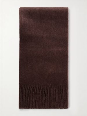 Vinnie Fringed Logo-Embroidered Alpaca and Wool-Blend Scarf Vinnie Fringed Logo-Embroidered Alpaca and Wool-Blend Scarf