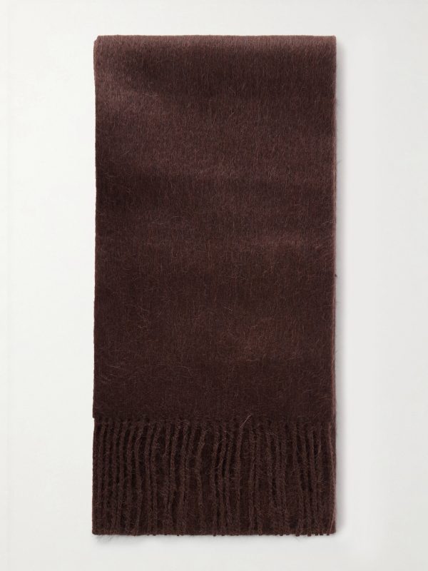 Vinnie Fringed Logo-Embroidered Alpaca and Wool-Blend Scarf
