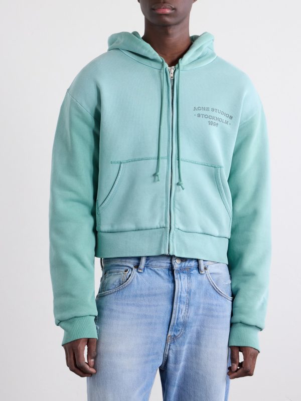 Feida Cropped Logo-Print Cotton-Jersey Zip-Up Hoodie - FR Feida Cropped Logo-Print Cotton-Jersey Zip-Up Hoodie - FR