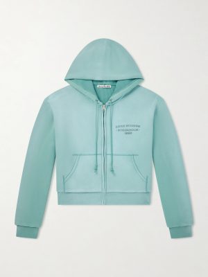 Feida Cropped Logo-Print Cotton-Jersey Zip-Up Hoodie Feida Cropped Logo-Print Cotton-Jersey Zip-Up Hoodie