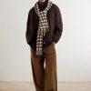 Fringed Logo-Appliquéd Leather-Trimmed Knitted Scarf - OU
