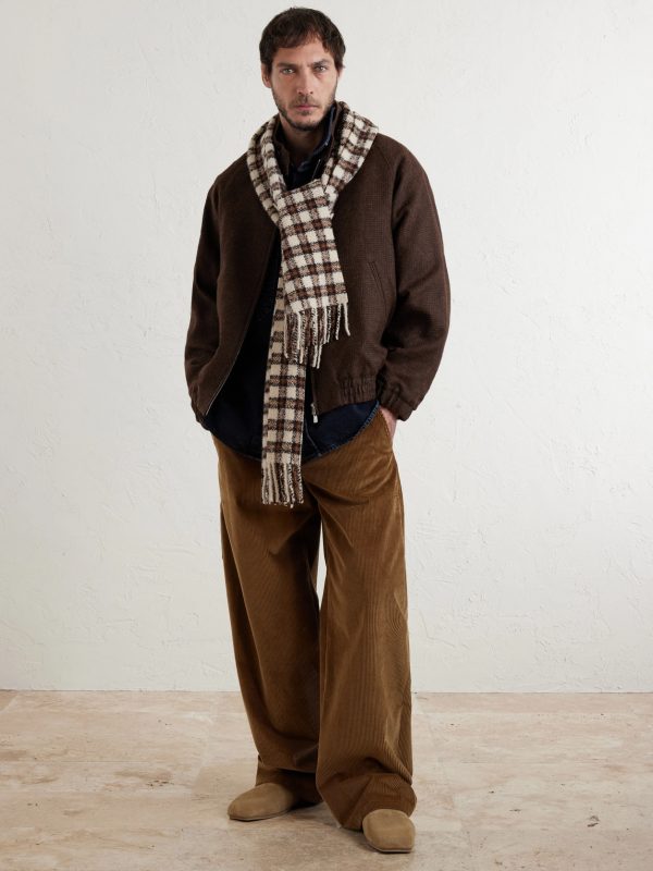 Fringed Logo-Appliquéd Leather-Trimmed Knitted Scarf - OU
