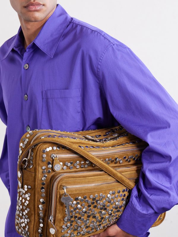Camero Camera Embellished Suede Shoulder Bag - E2