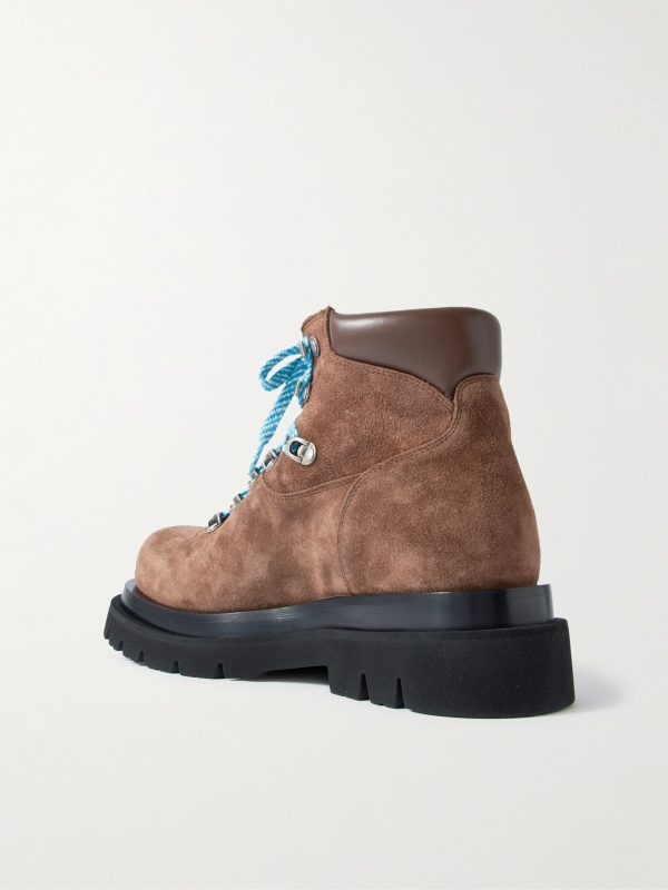 Lug Leather-Trimmed Suede Hiking Boots - BK Lug Leather-Trimmed Suede Hiking Boots - BK