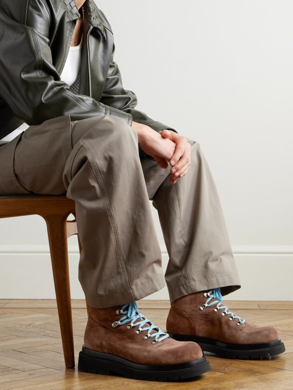 Lug Leather-Trimmed Suede Hiking Boots - OU Lug Leather-Trimmed Suede Hiking Boots - OU