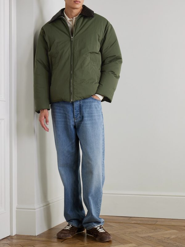 Intrecciato Leather-Trimmed Shell Down Jacket - OU