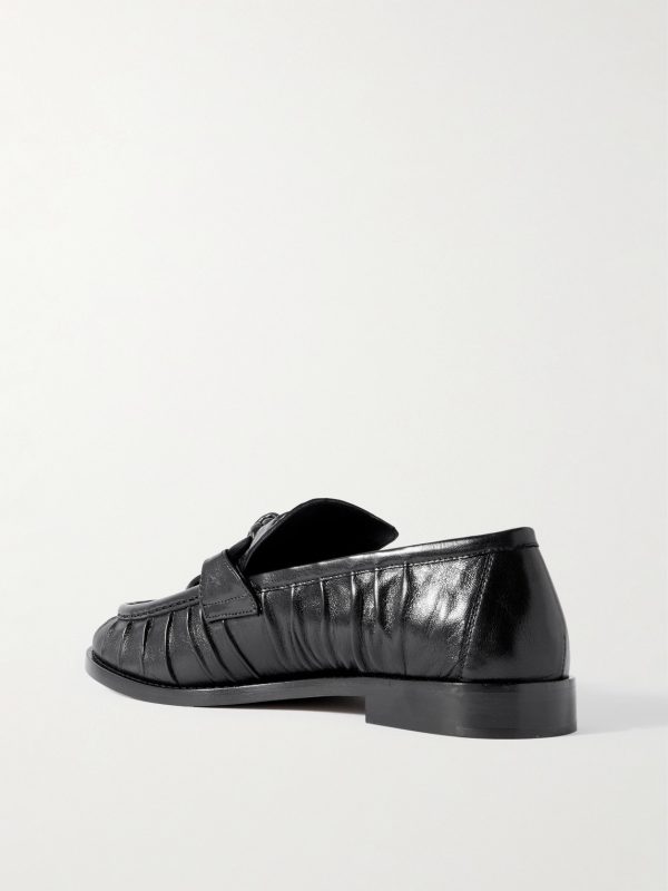 Astaire Knotted Crinkled Leather Loafers - BK Astaire Knotted Crinkled Leather Loafers - BK