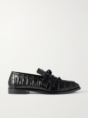 Astaire Knotted Crinkled Leather Loafers