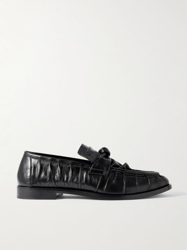 Astaire Knotted Crinkled Leather Loafers Astaire Knotted Crinkled Leather Loafers