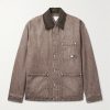 Logo-Appliquéd Suede-Trimmed Denim Jacket