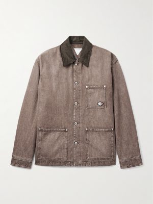 Logo-Appliquéd Suede-Trimmed Denim Jacket Logo-Appliquéd Suede-Trimmed Denim Jacket