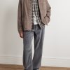 Logo-Appliquéd Suede-Trimmed Denim Jacket - OU
