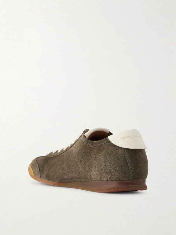 Hazel 001 Leather-Trimmed Suede Sneakers - BK