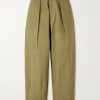 Lush Wide-Leg Pleated Organic Cotton-Canvas Trousers Lush Wide-Leg Pleated Organic Cotton-Canvas Trousers