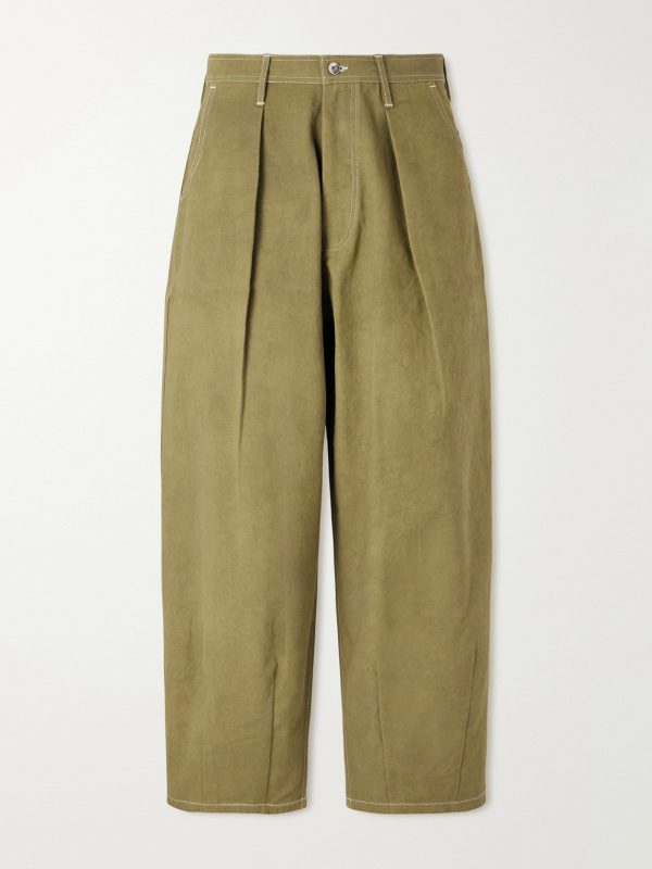 Lush Wide-Leg Pleated Organic Cotton-Canvas Trousers Lush Wide-Leg Pleated Organic Cotton-Canvas Trousers