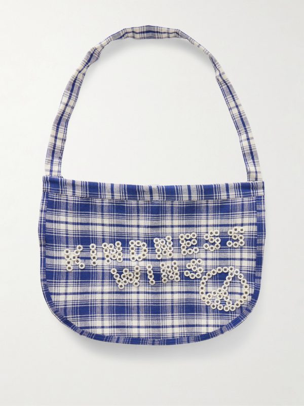 Big Shop Embellished Checked Cotton Tote Big Shop Embellished Checked Cotton Tote