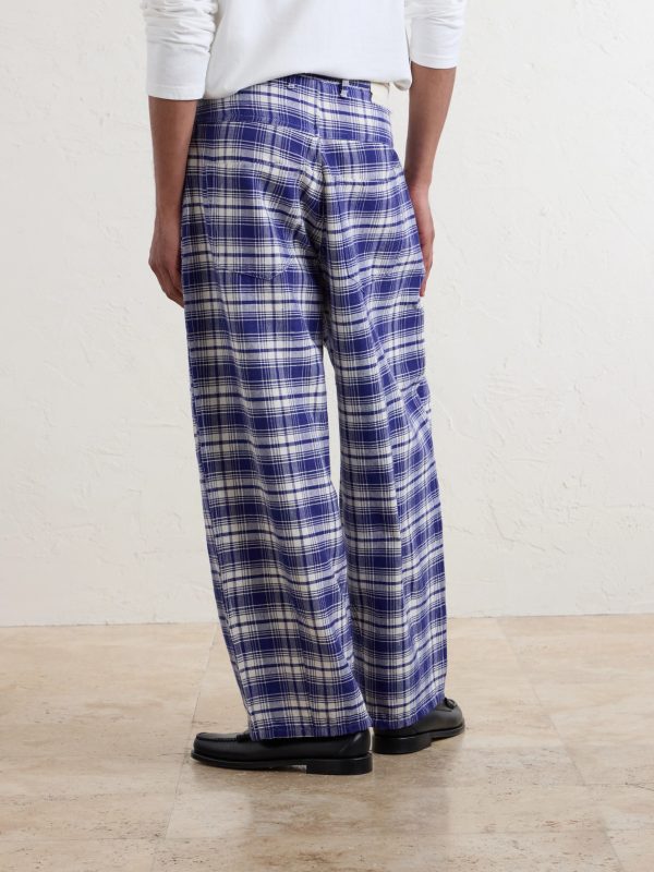 Lush Wide-Leg Checked Organic Cotton Trousers - BK Lush Wide-Leg Checked Organic Cotton Trousers - BK