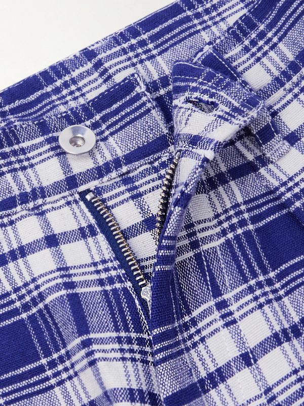 Lush Wide-Leg Checked Organic Cotton Trousers - E1 Lush Wide-Leg Checked Organic Cotton Trousers - E1