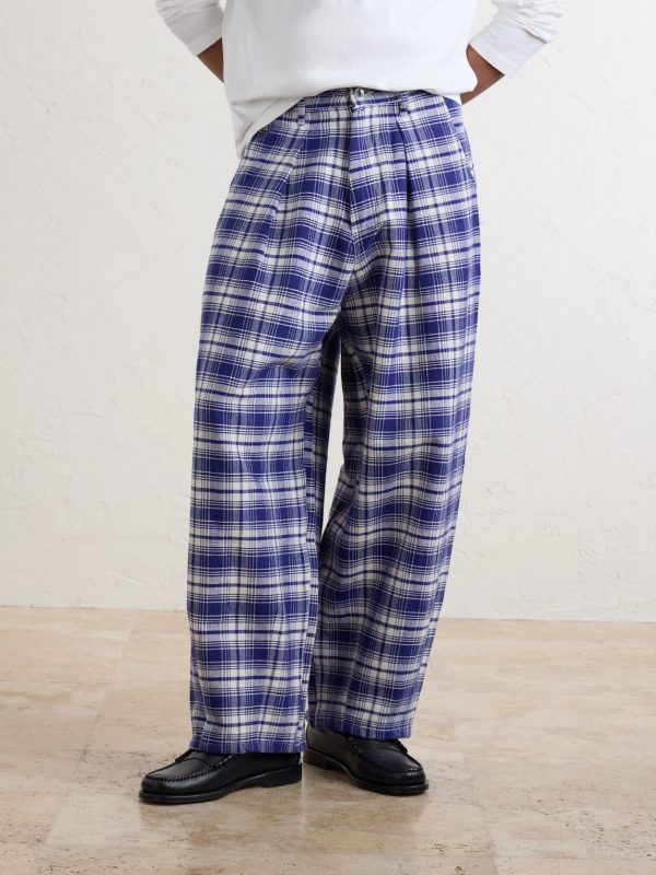 Lush Wide-Leg Checked Organic Cotton Trousers - FR Lush Wide-Leg Checked Organic Cotton Trousers - FR