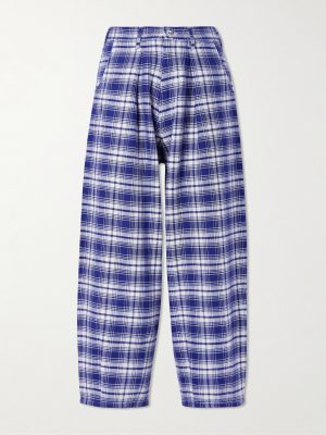 Lush Wide-Leg Checked Organic Cotton Trousers Lush Wide-Leg Checked Organic Cotton Trousers
