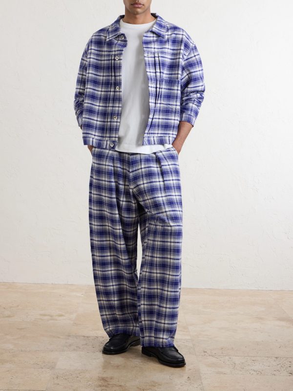 Lush Wide-Leg Checked Organic Cotton Trousers - OU Lush Wide-Leg Checked Organic Cotton Trousers - OU