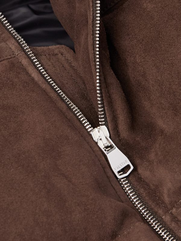 Locke Wool-Trimmed Quilted Suede Down Gilet - CU Locke Wool-Trimmed Quilted Suede Down Gilet - CU
