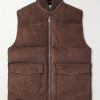 Locke Wool-Trimmed Quilted Suede Down Gilet Locke Wool-Trimmed Quilted Suede Down Gilet