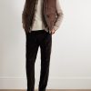 Locke Wool-Trimmed Quilted Suede Down Gilet - OU Locke Wool-Trimmed Quilted Suede Down Gilet - OU