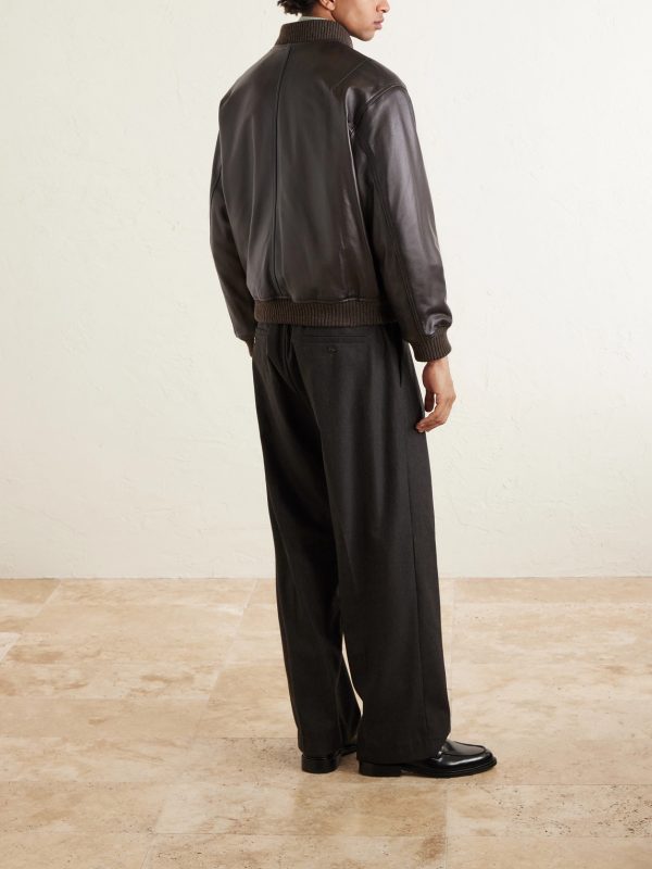 Oversized Leather Bomber Jacket - BK