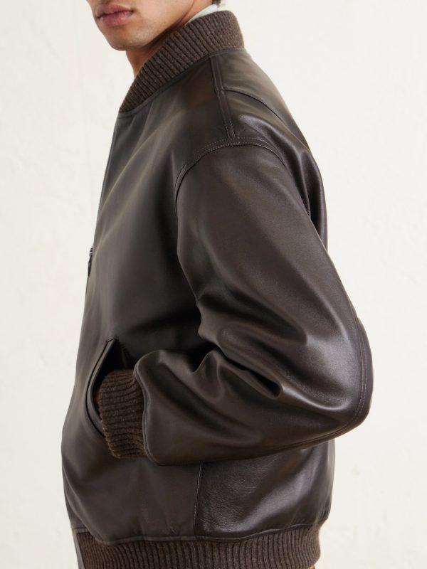 Oversized Leather Bomber Jacket - E2
