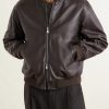 Oversized Leather Bomber Jacket - FR