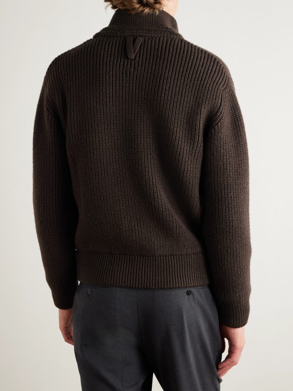 Camionaire Ribbed Wool Zip-Up Sweater - BK