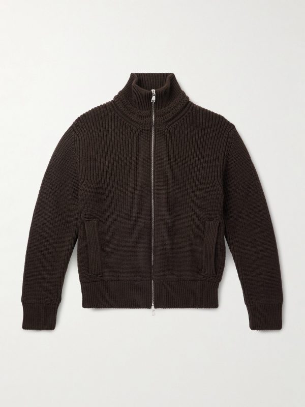 Camionaire Ribbed Wool Zip-Up Sweater