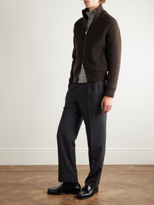 Camionaire Ribbed Wool Zip-Up Sweater - OU