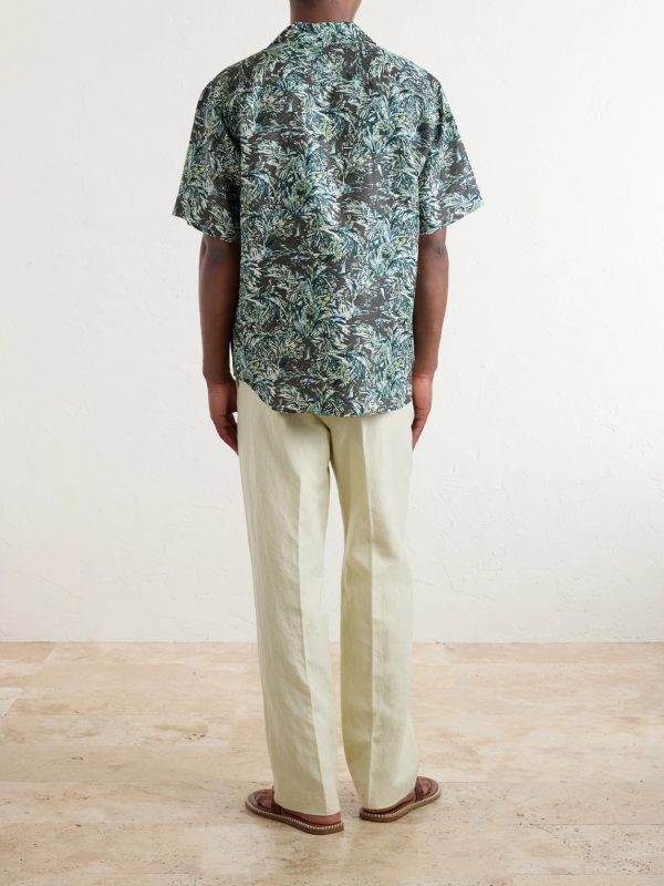 Printed Silk Satin Shirt - BK Printed Silk Satin Shirt - BK