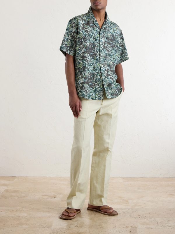 Printed Silk Satin Shirt - OU Printed Silk Satin Shirt - OU