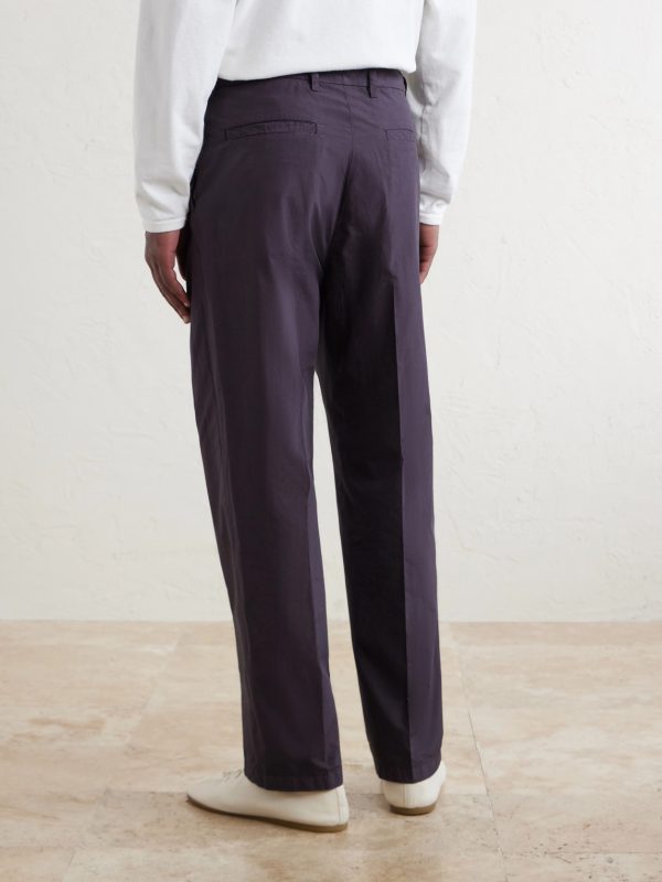 Drawstring Cotton Straight-Leg Trousers - BK