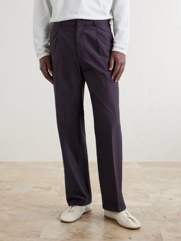 Drawstring Cotton Straight-Leg Trousers - FR