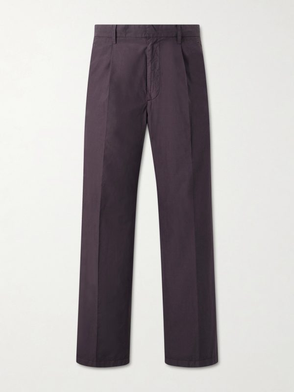 Drawstring Cotton Straight-Leg Trousers