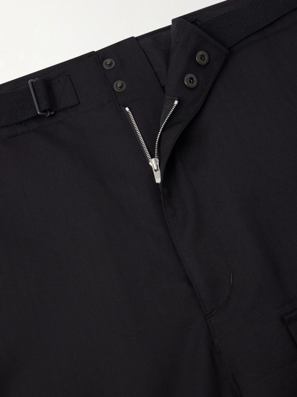 Wide-Leg Wool Herringbone Cargo Trousers - E1