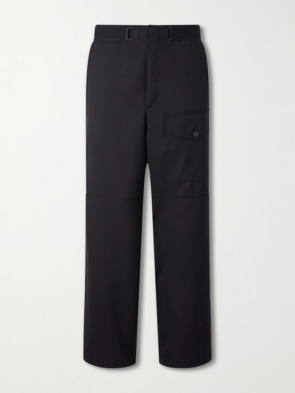 Wide-Leg Wool Herringbone Cargo Trousers