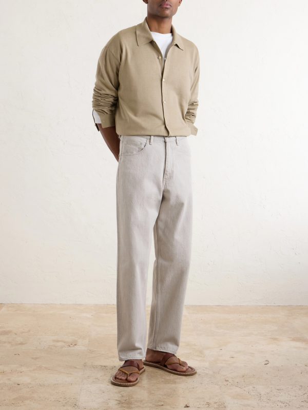 Wide-Leg Twist Brown Cotton Jeans - OU Wide-Leg Twist Brown Cotton Jeans - OU