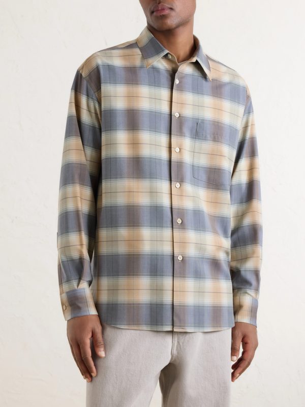Checked Wool-Poplin Shirt - FR Checked Wool-Poplin Shirt - FR
