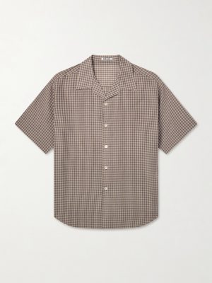 Camp-Collar Checked Cotton Shirt Camp-Collar Checked Cotton Shirt