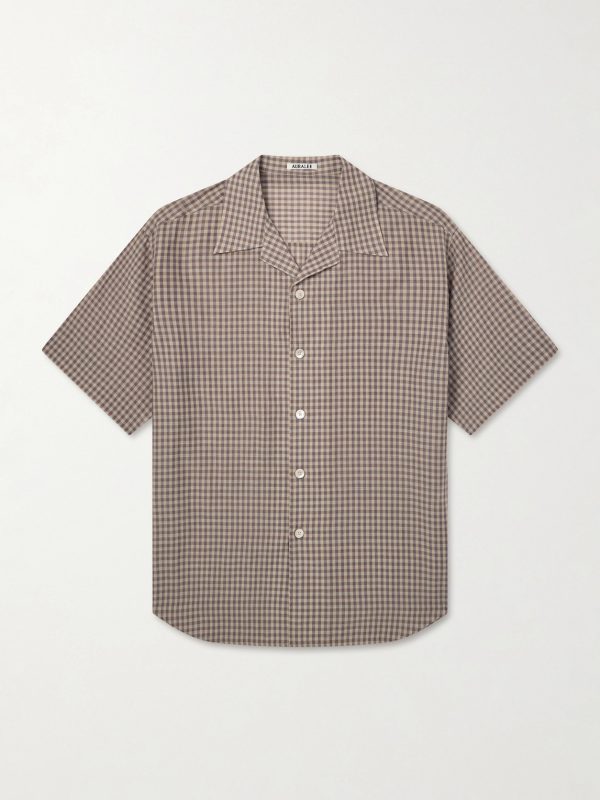 Camp-Collar Checked Cotton Shirt
