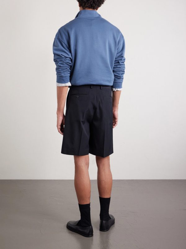 Wide-Leg Pleated Wool-Gabardine Shorts - BK