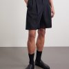 Wide-Leg Pleated Wool-Gabardine Shorts - FR